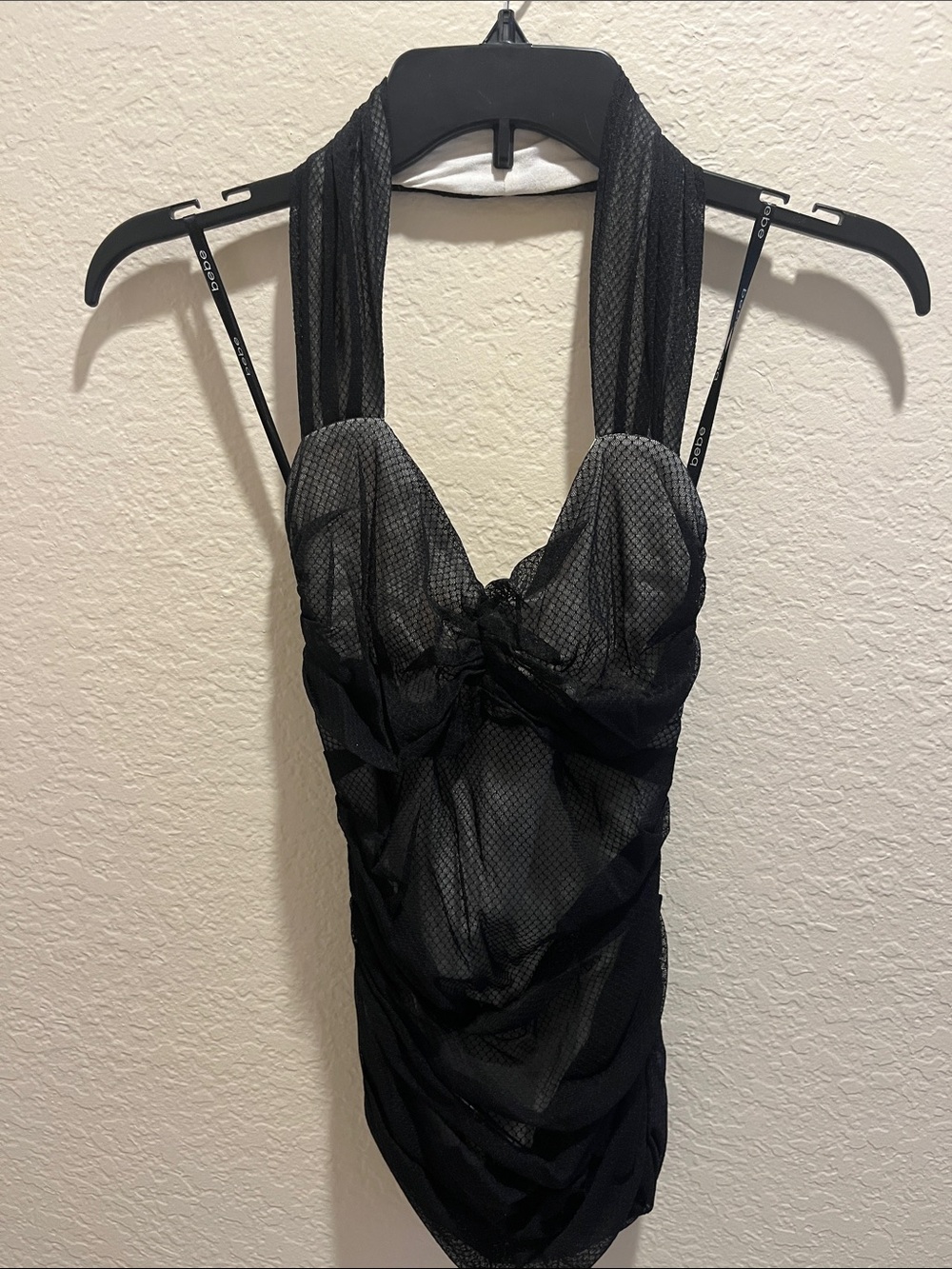 bebe Black Sheer Halter Chemise